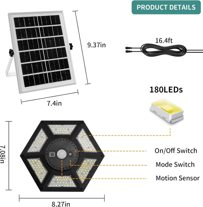 AEQ Solar Pendant Light Indoor/Outdoor with Remote Control, 360 Waterproof Solar Light with Motion Sensor/Timer/5 Modes for Home Shed Garage Barn - Image 5